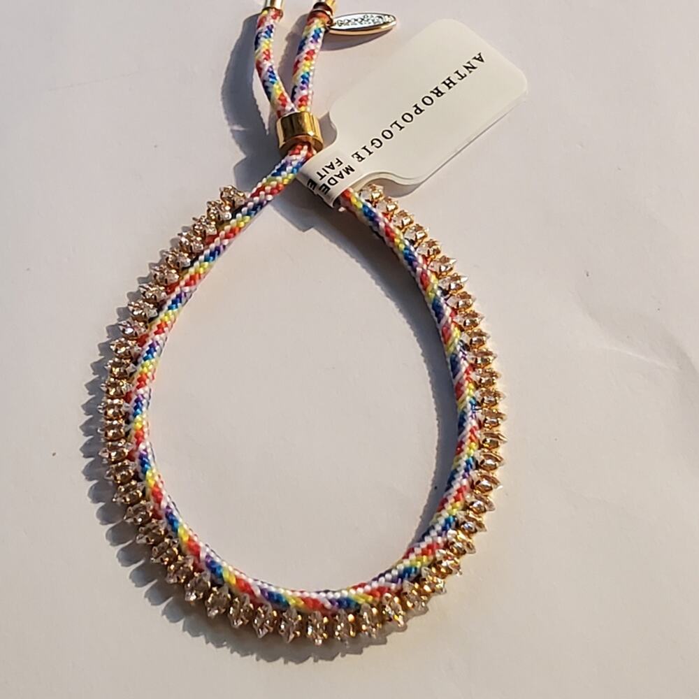 Anthropologie rainbow and rhinestone rope bracelet New with tags attached